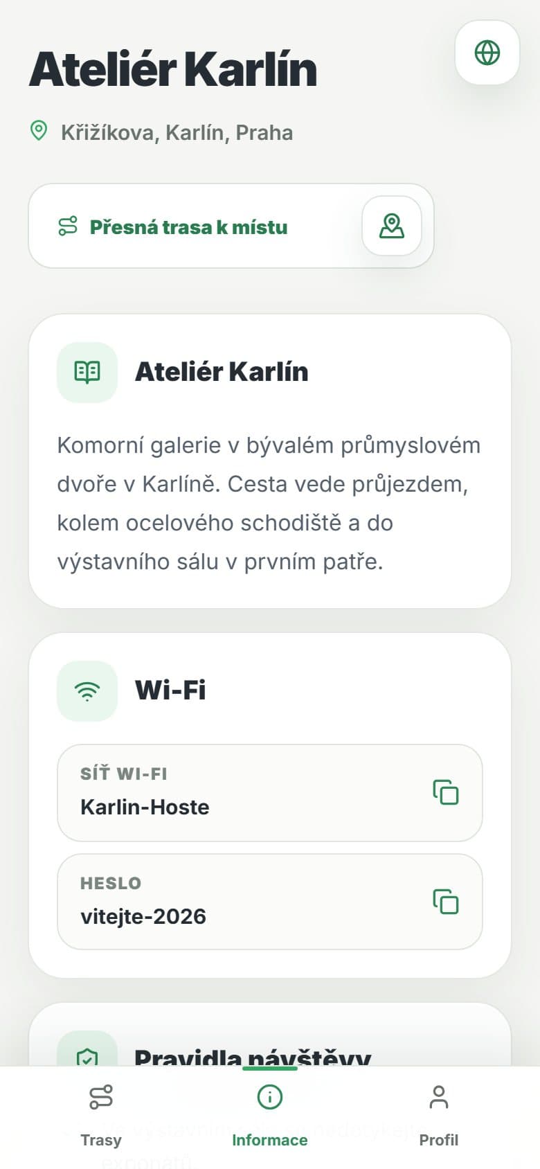Ateliér Karlín: Informace o místě
