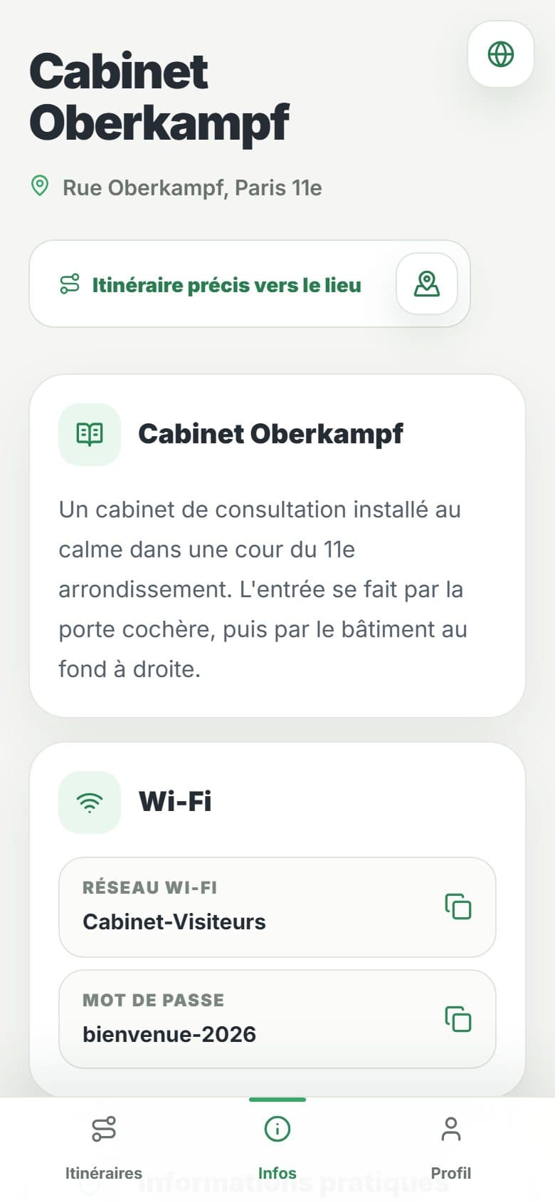 Cabinet Oberkampf: Informations sur le lieu